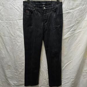 Guess 90's black faux snakeskin croc textured mid-rise straight leg pants 29